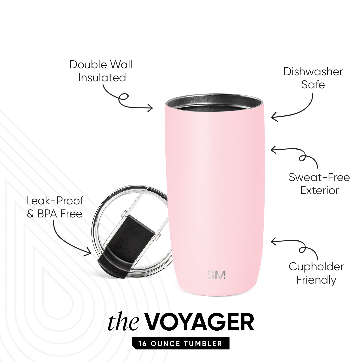 Voyager Tumbler with Clear Flip Lid & Straw - Image 2
