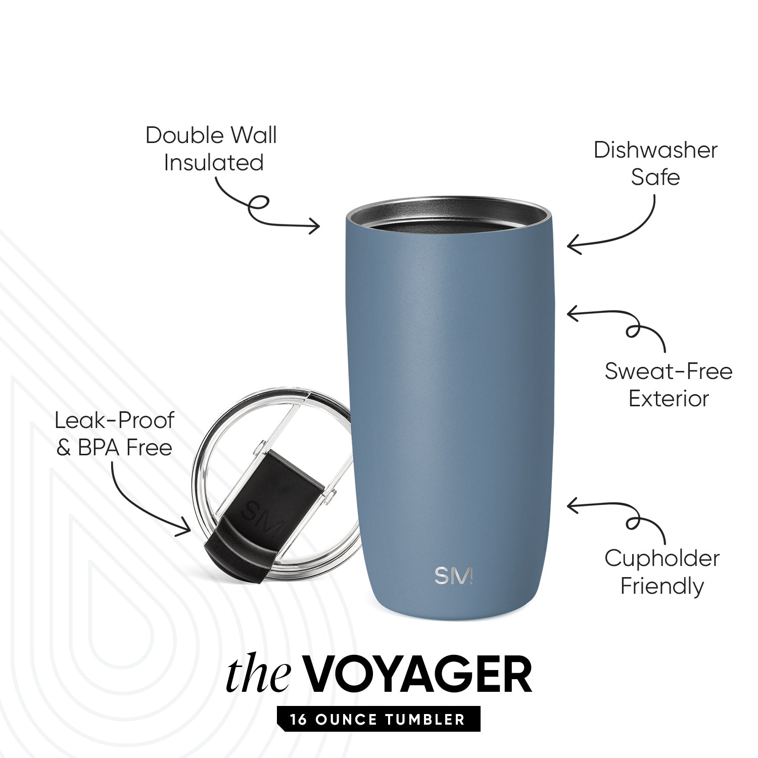 Voyager Tumbler with Clear Flip Lid & Straw - Image 2