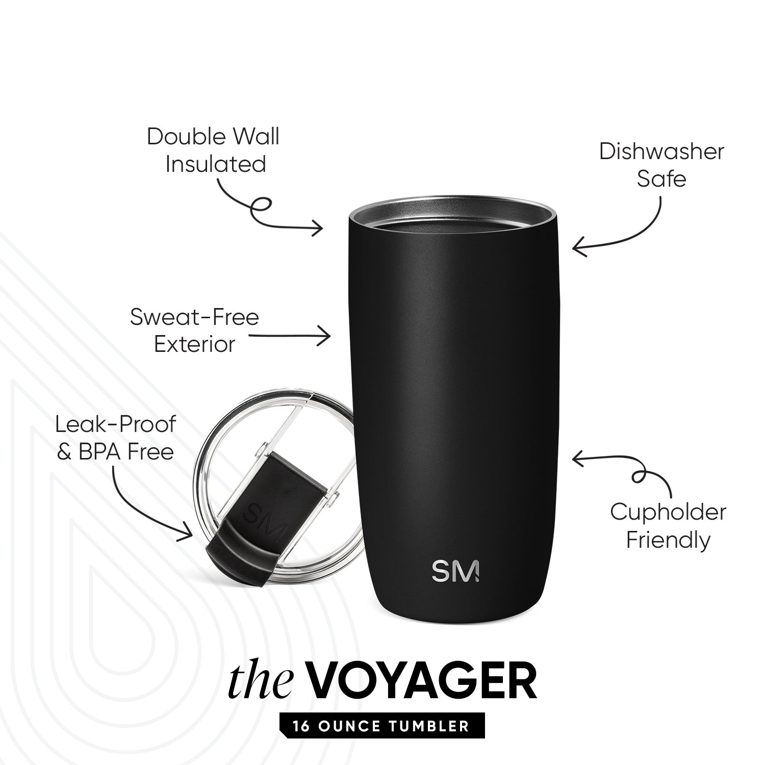 Voyager Tumbler with Clear Flip Lid & Straw - Image 2