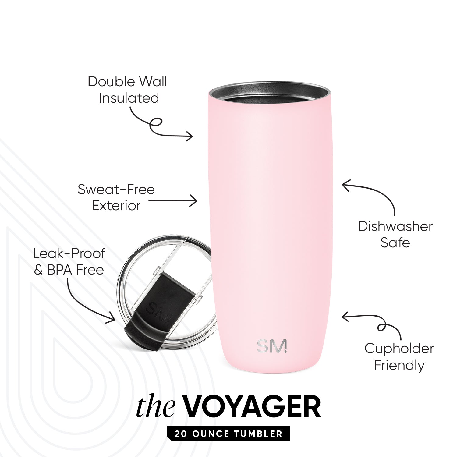 Voyager Tumbler with Clear Flip Lid & Straw - Image 2