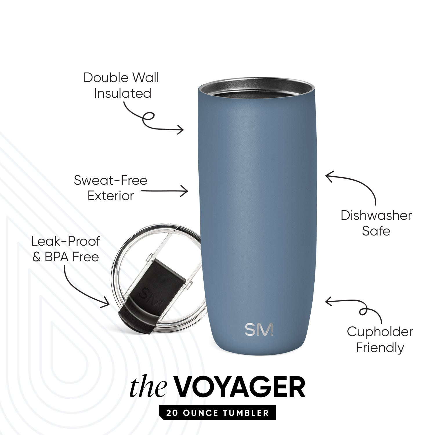 Voyager Tumbler with Clear Flip Lid & Straw - Image 2
