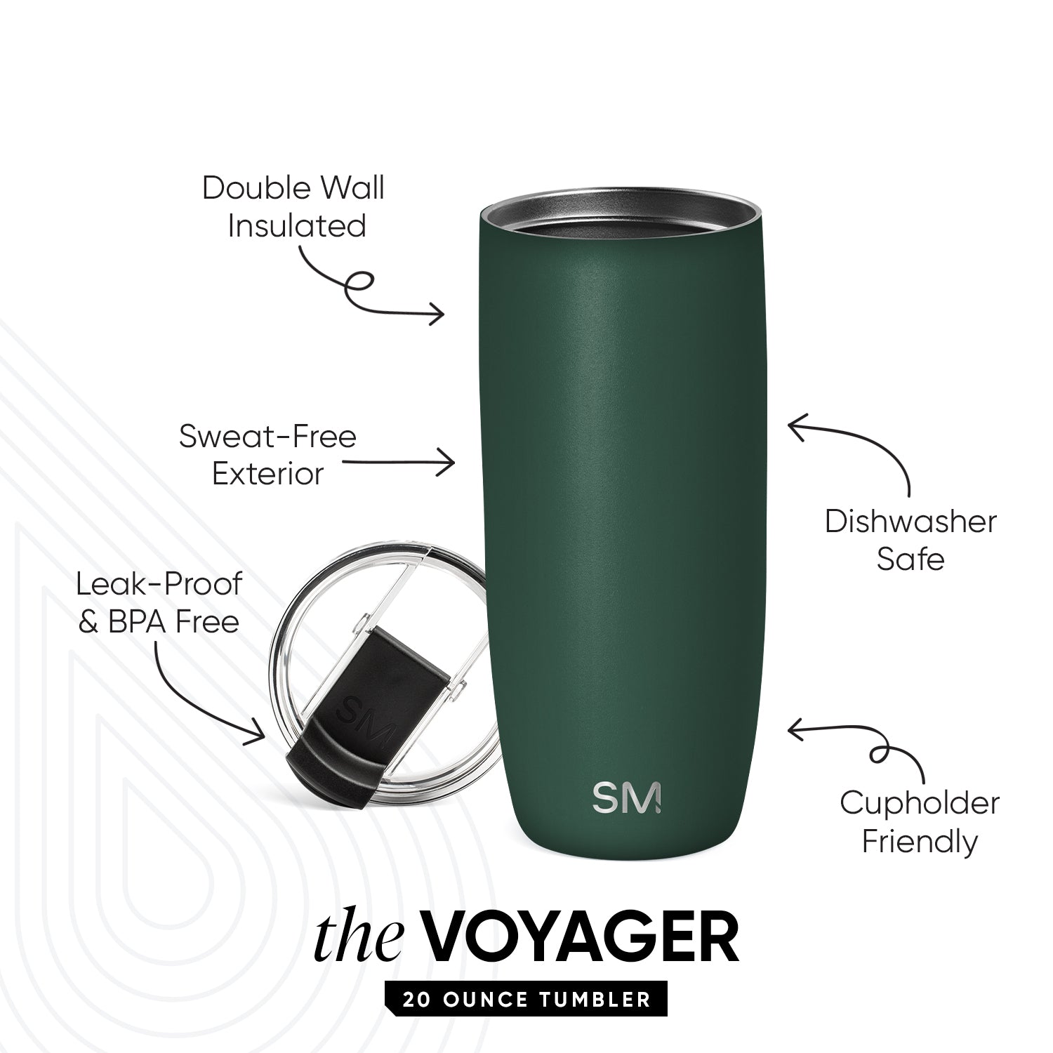 Voyager Tumbler with Clear Flip Lid & Straw - Image 2