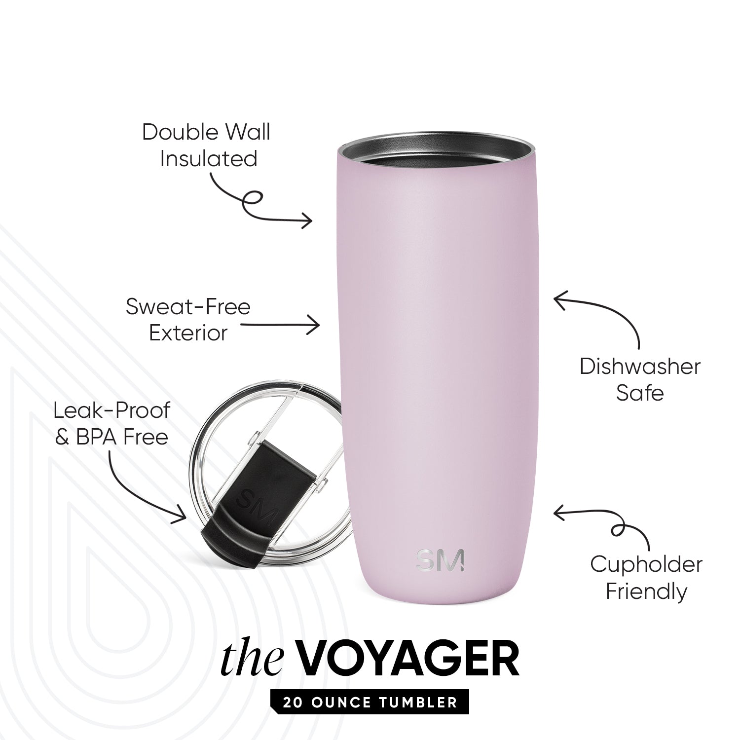 Voyager Tumbler with Clear Flip Lid & Straw - Image 2