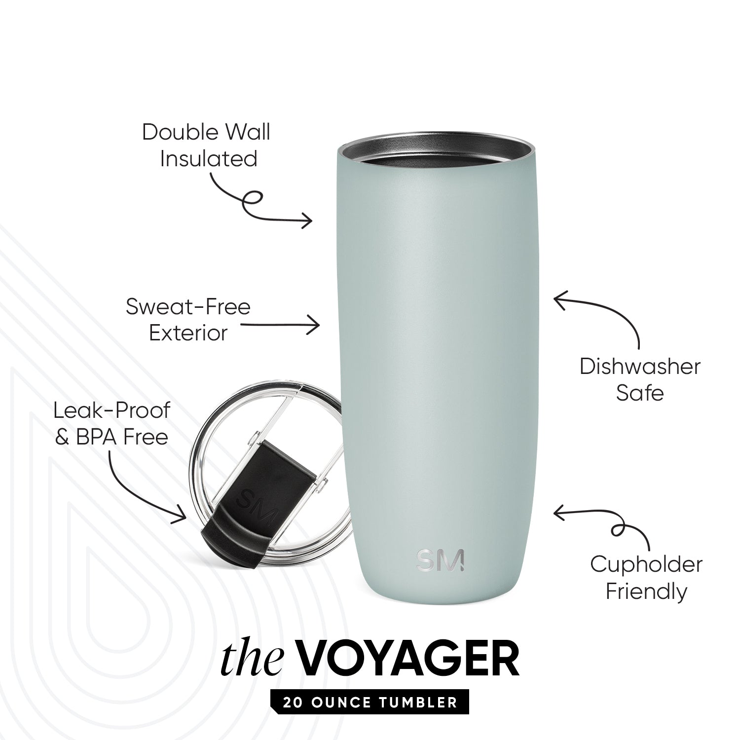 Voyager Tumbler with Clear Flip Lid & Straw - Image 2