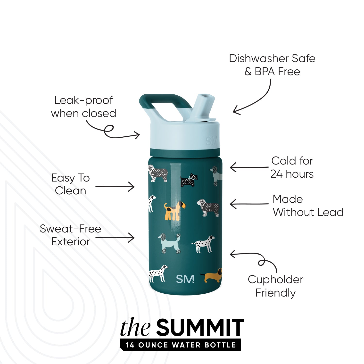 Summit Kids Water Bottle with Straw Lid - Image 2