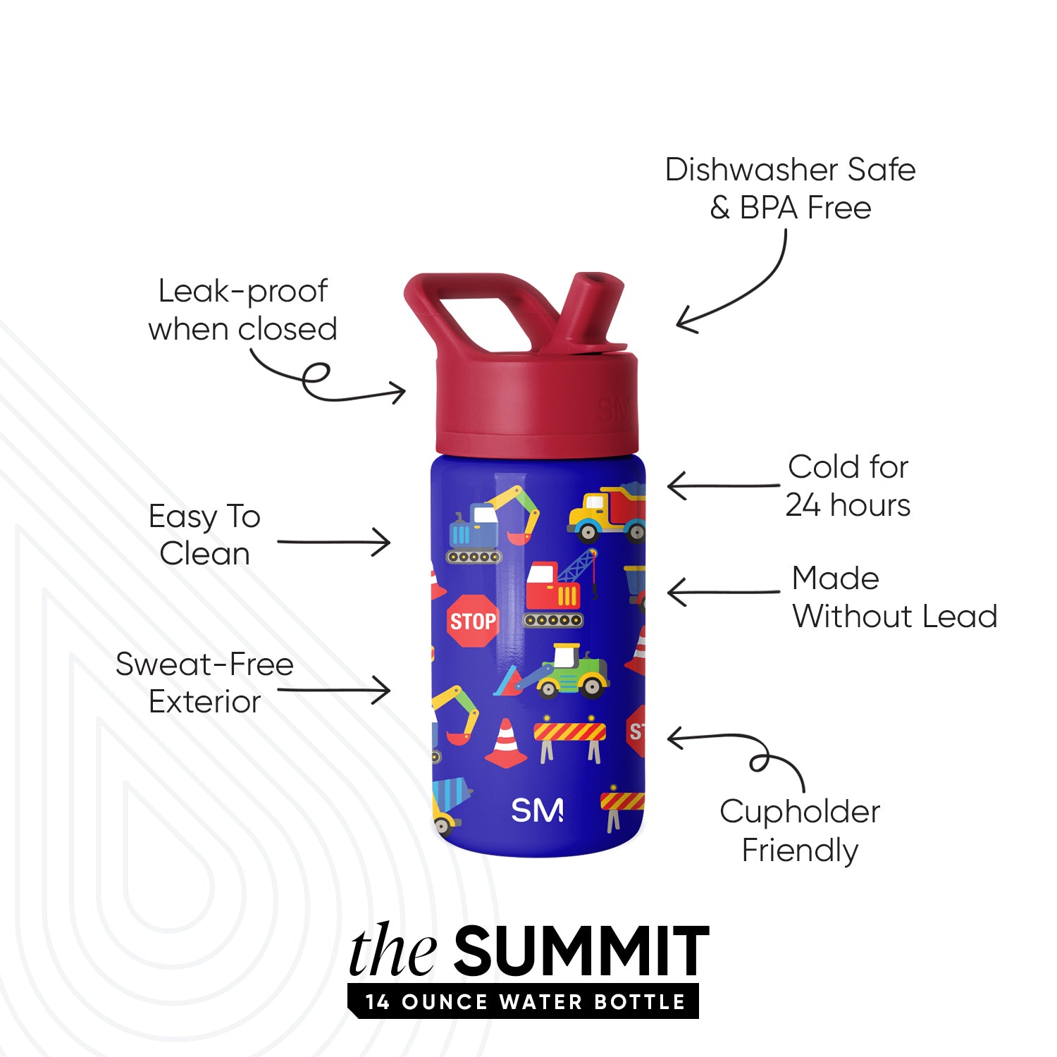 Summit Kids Water Bottle with Straw Lid - Image 2