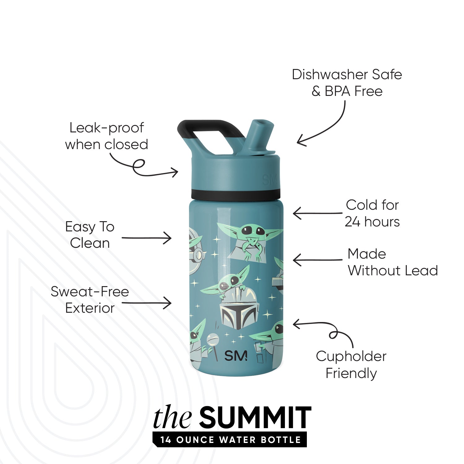 Summit Kids Water Bottle with Straw Lid - Image 2