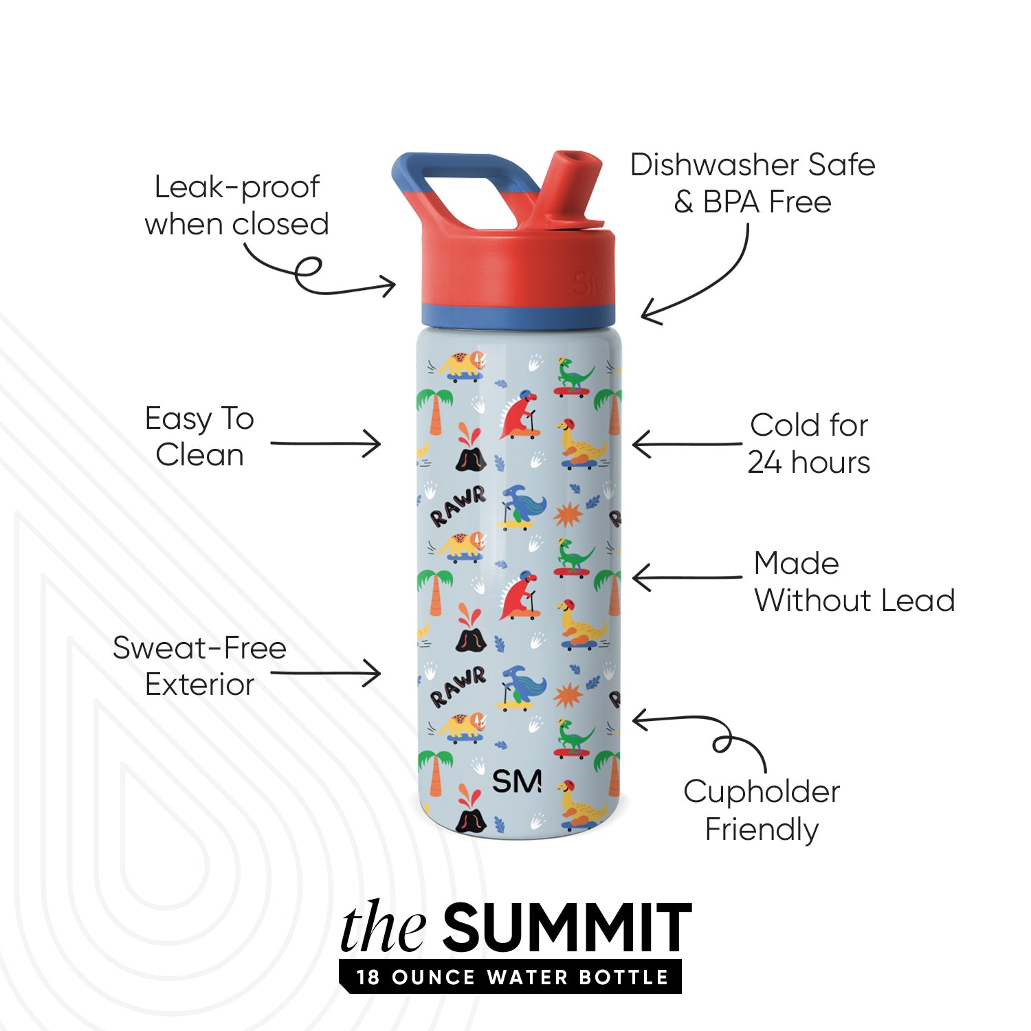 Summit Kids Water Bottle with Straw Lid - Image 2