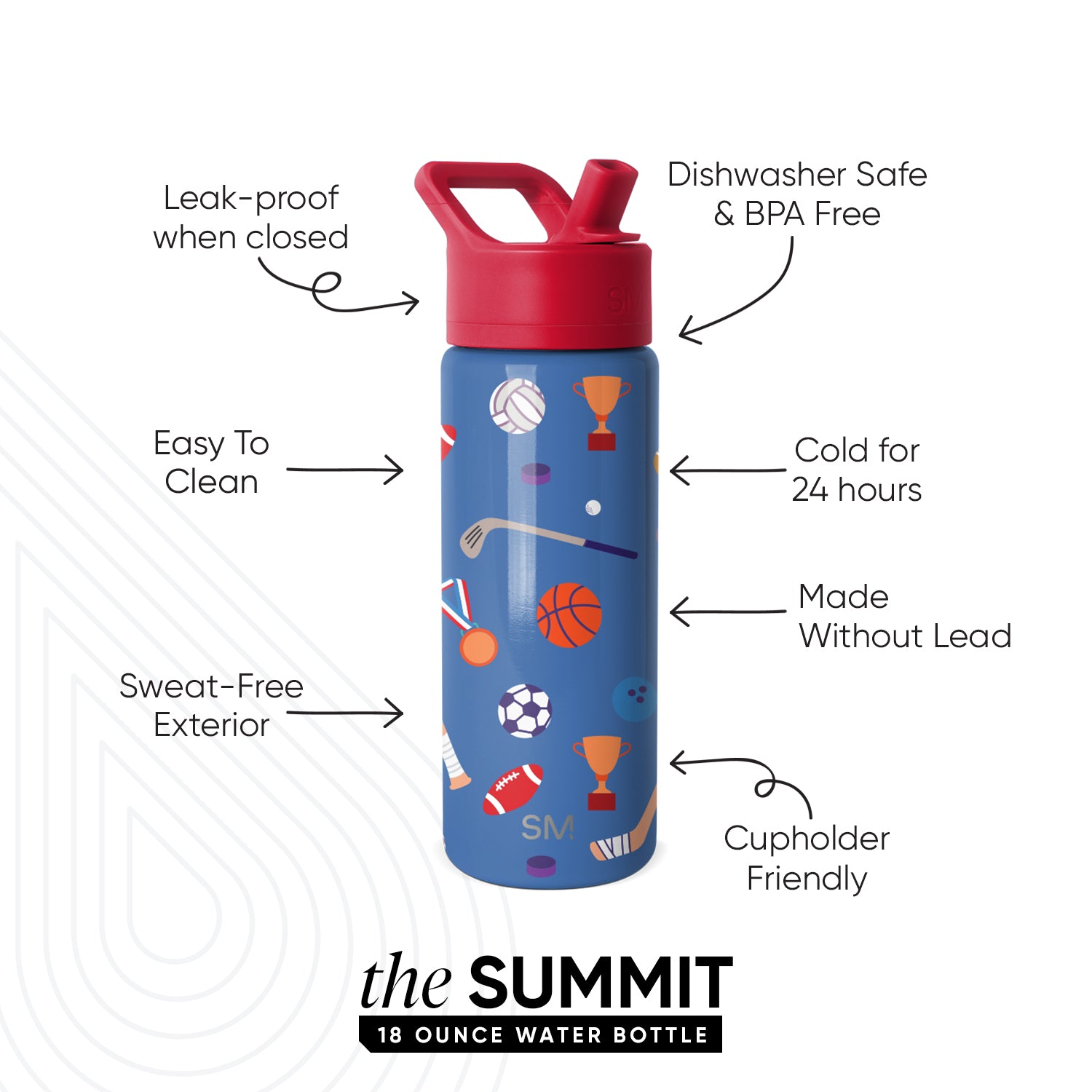 Summit Kids Water Bottle with Straw Lid - Image 2