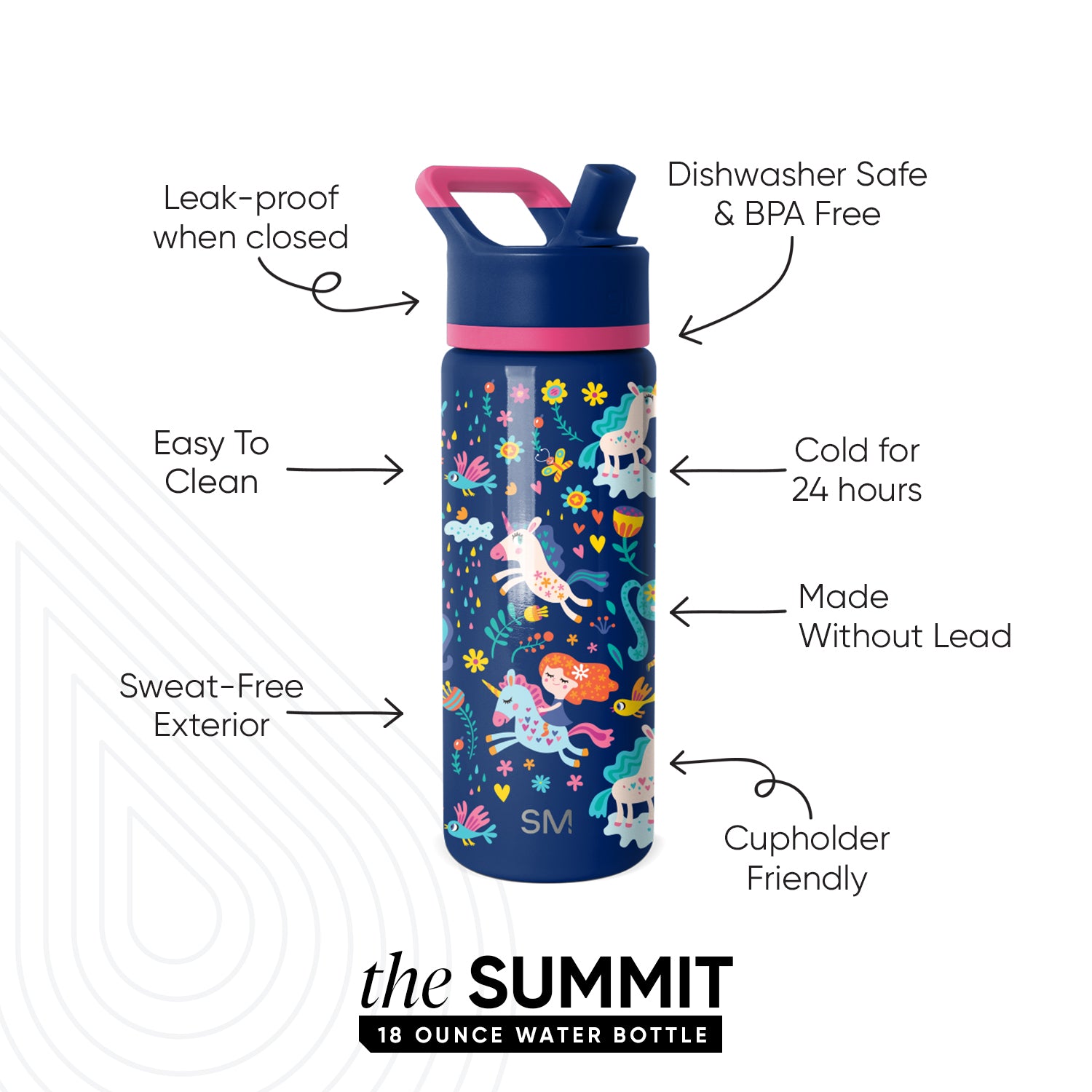 Summit Kids Water Bottle with Straw Lid - Image 2