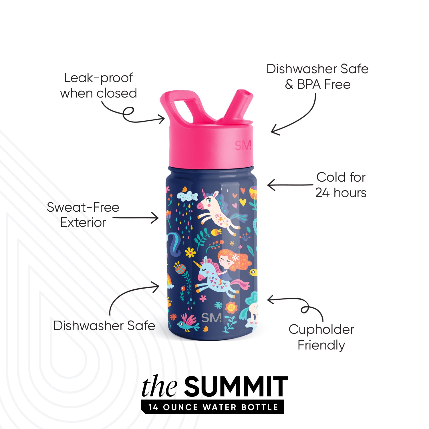 Summit Kids Water Bottle with Straw Lid - Image 2